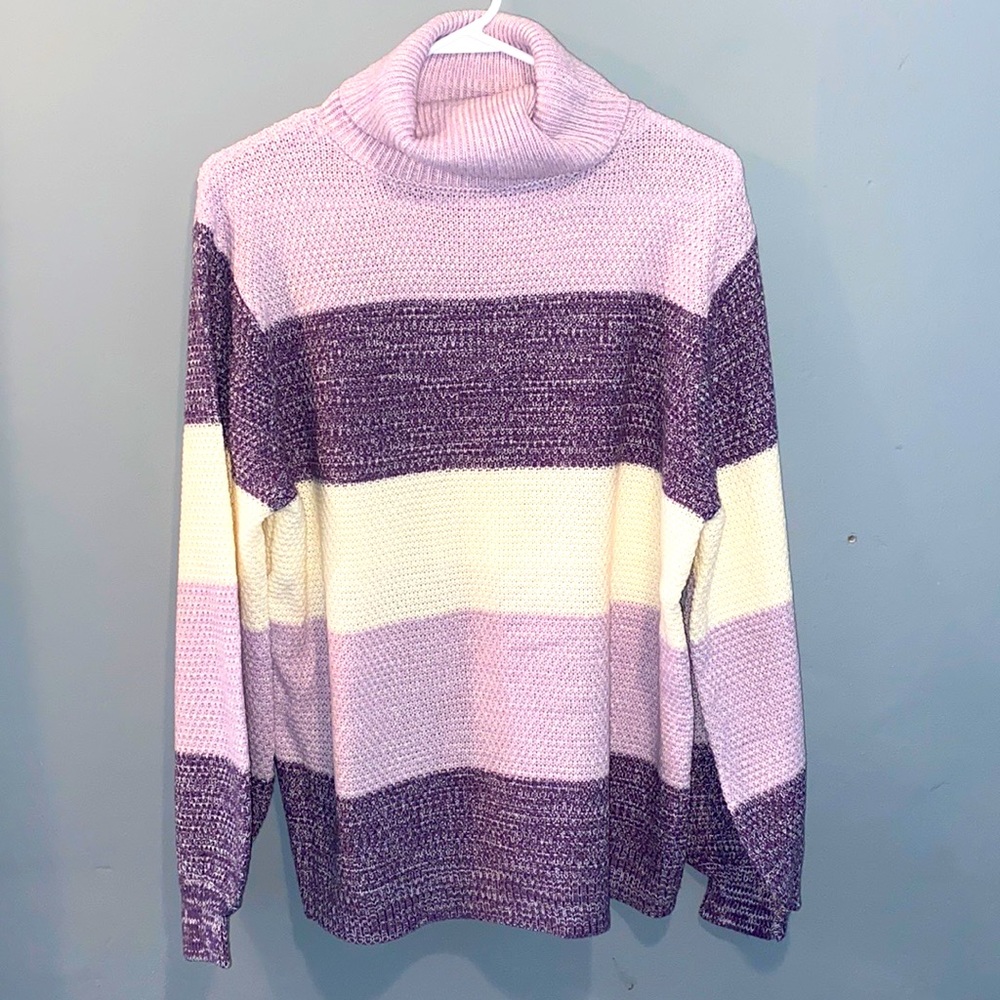 NEW Color Block Turtleneck Sweater
